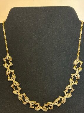 Vintage Damascene Bow Necklace